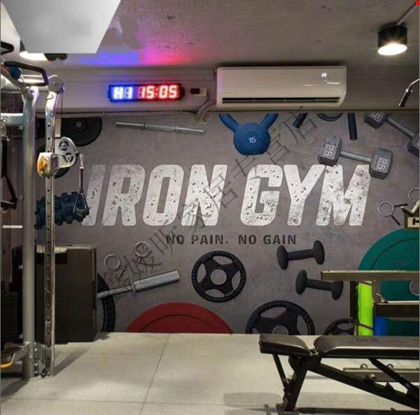 健身馆背景画 定制健身房墙纸拳击搏击馆背景墙壁画定做运动俱乐部