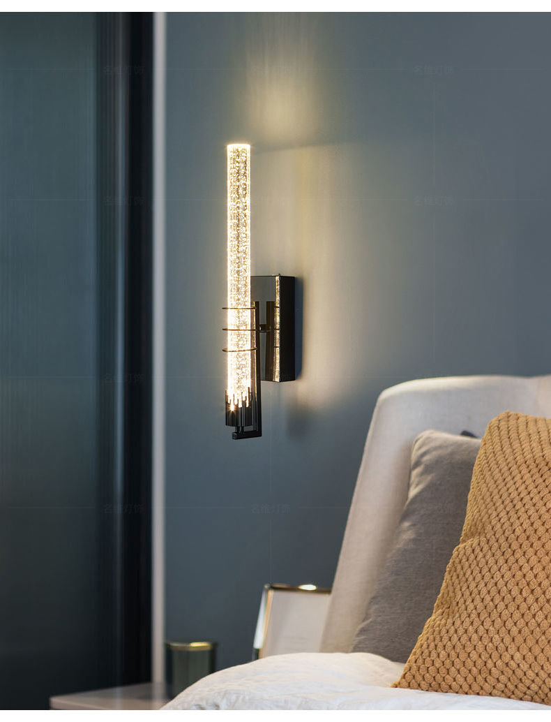 浴与娱气泡轻奢水晶壁灯卧室床头简约长条客厅背景墙灯酒店走廊墙壁