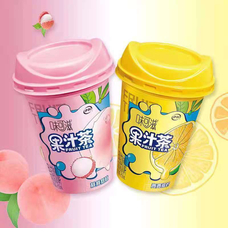 荔枝桃桃 250ml*8杯整箱 6月味可滋果汁茶青青橘柠味/ 桃桃荔枝 味