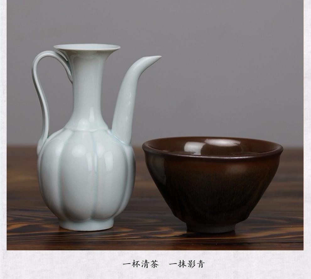 汤瓶水壶仿宋点茶小号影青手执壶汤瓶茶酒壶宋代点茶斗茶比赛培训练习