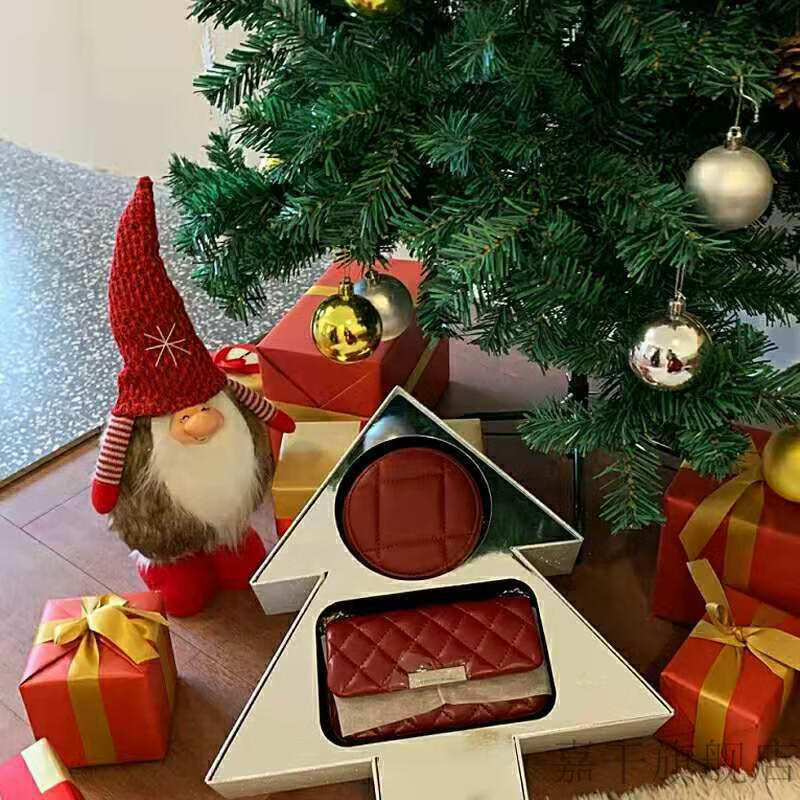 ck 女包2022新款小mk女包圣诞限定礼盒套装菱格礼物链条小方包 红色