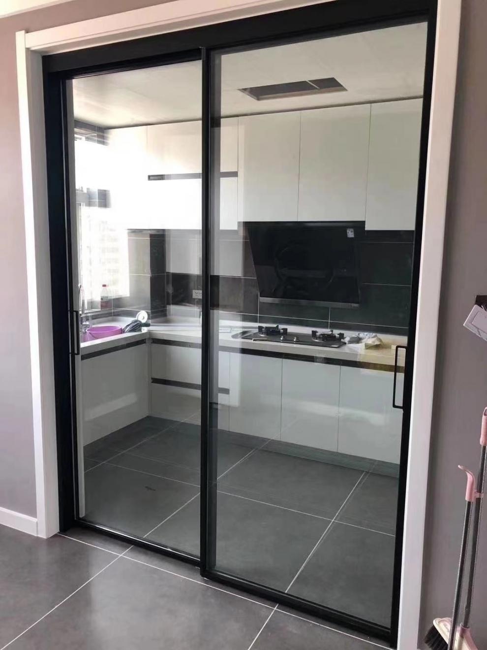 奥菲尔极窄边框玻璃推拉门厨房移门客厅阳台三联动地轨吊轨推拉门定制