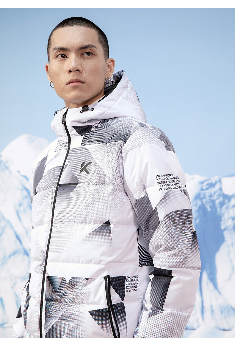 安踏防泼水短款kt汤普森羽绒服男夏季连帽保暖防寒风衣运动外套棉服