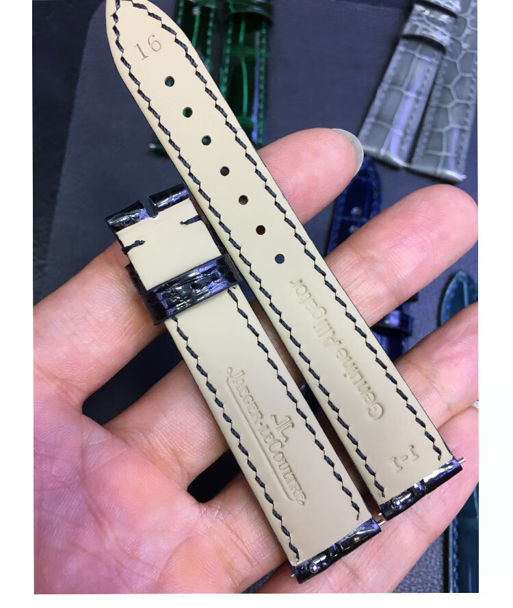 适用女士积家约会表带翻转月相大师表带薄定制女约会翻转大师雾霾蓝