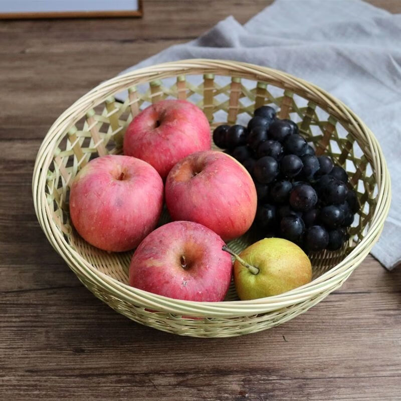 精编手工竹编筐水果篮竹篮子簸箕零食馒头筐收纳筐茶几桌面点心篮k 高