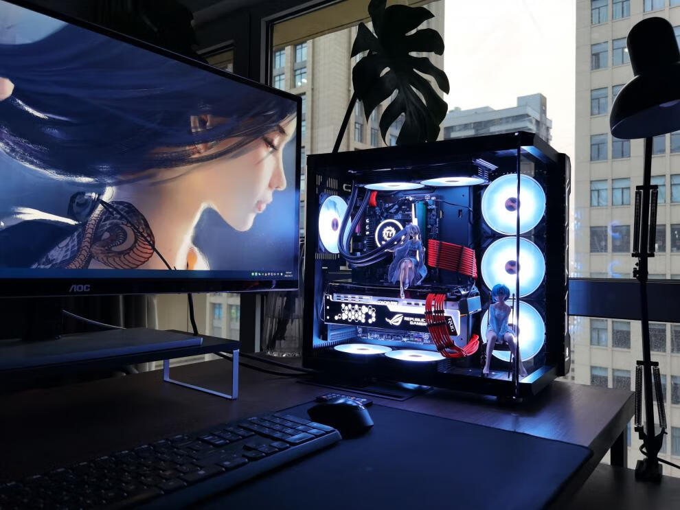 玩嘉金士顿同款玩嘉罗宾3海景房机箱侧透双玻璃全景360水冷atx台式机