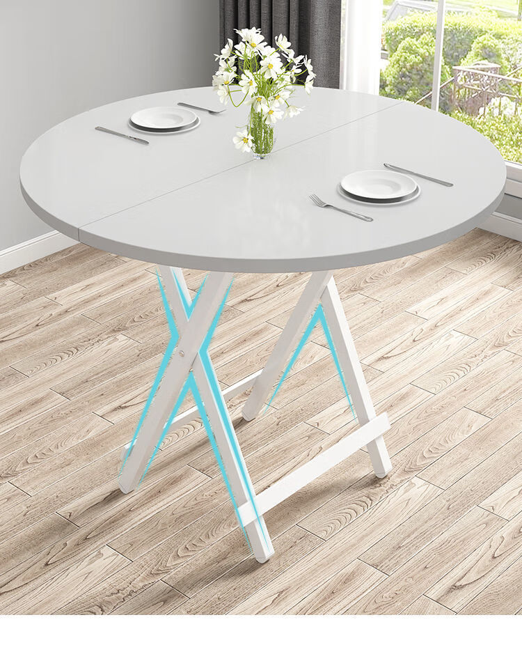 萌训可折叠小圆桌餐桌家用小户型简约圆形桌子洽谈简易桌椅组合吃饭桌