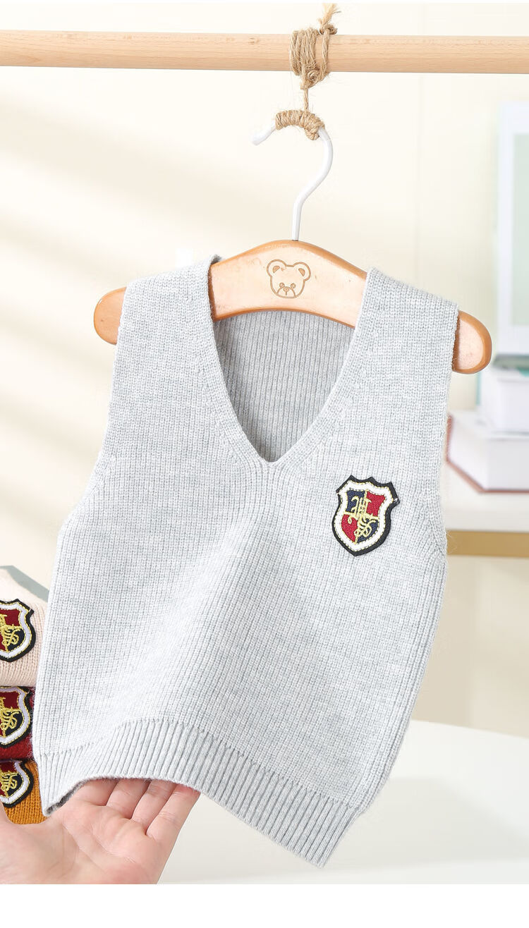 现货速发春秋款儿童毛衣背心马甲保暖加绒坎肩针织衫套头毛线婴儿男