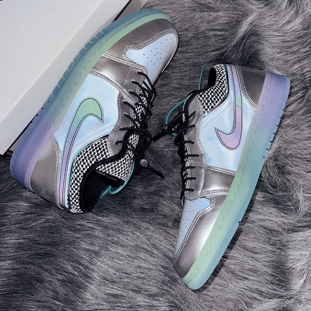 aj1低帮北卡蓝倒勾小摩卡男鞋女纯原校园学生运动篮球鞋 蒂芙尼樱花粉