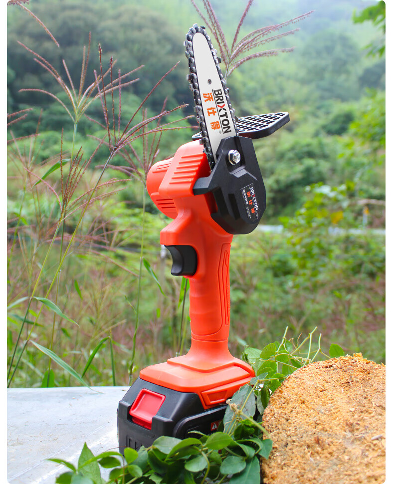 德国电锯家用小型手持锂电锯柴充电式户外伐木锯电动链锯树锯木8寸