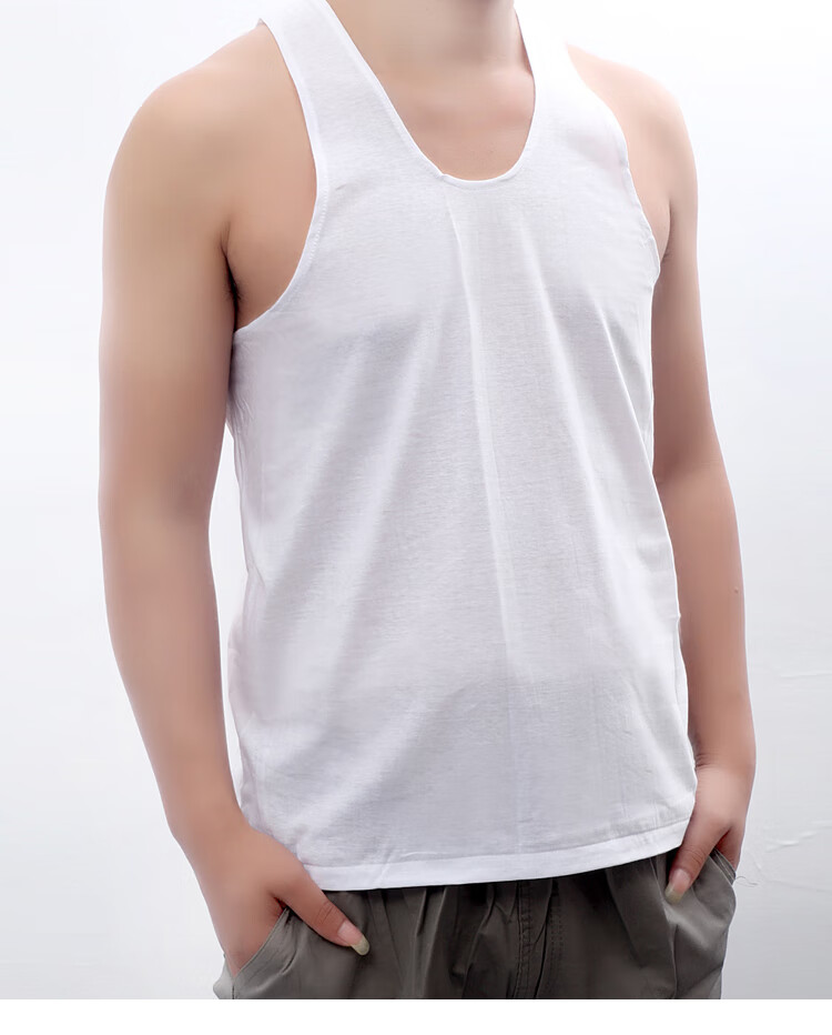 菊花牌老头衫男棉质汗衫纯白色中老年圆领老式宽松全棉短袖背心夏黛芙