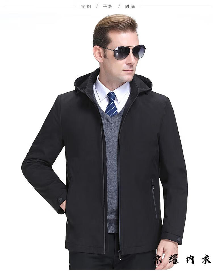 pierre cardin/皮尔卡丹棉衣男士外套中年翻领夹克男加厚宽松棉服爸爸