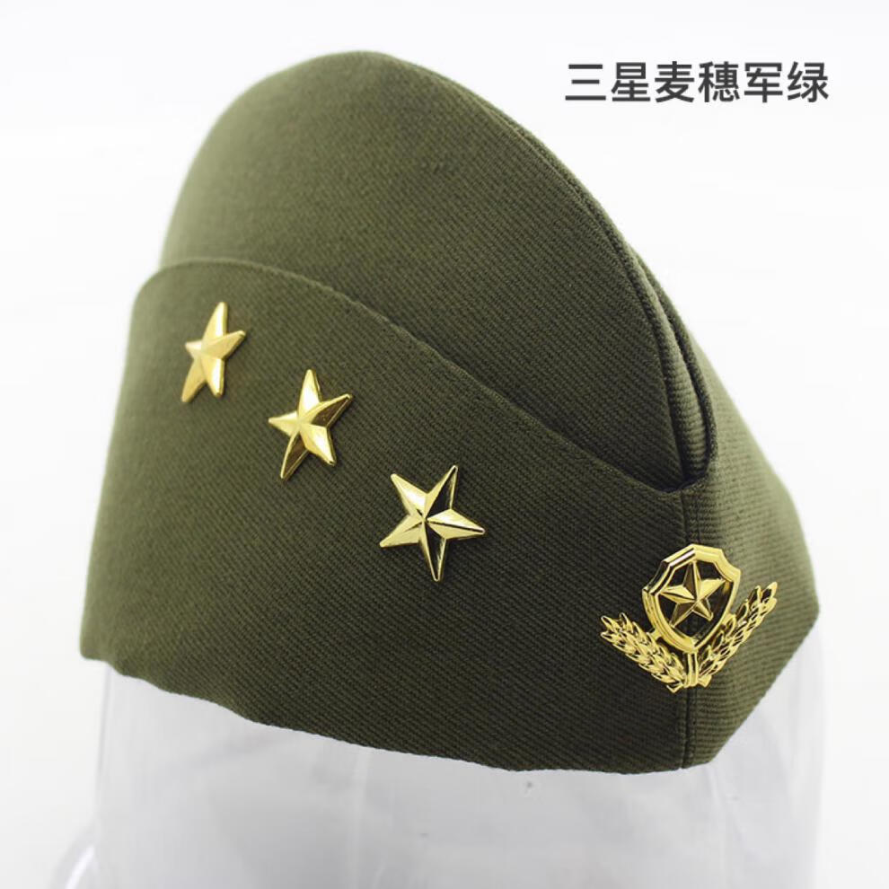 水兵舞帽子船型帽广场舞演出船形帽尖顶黄五角星帆布船帽 红色链条 l