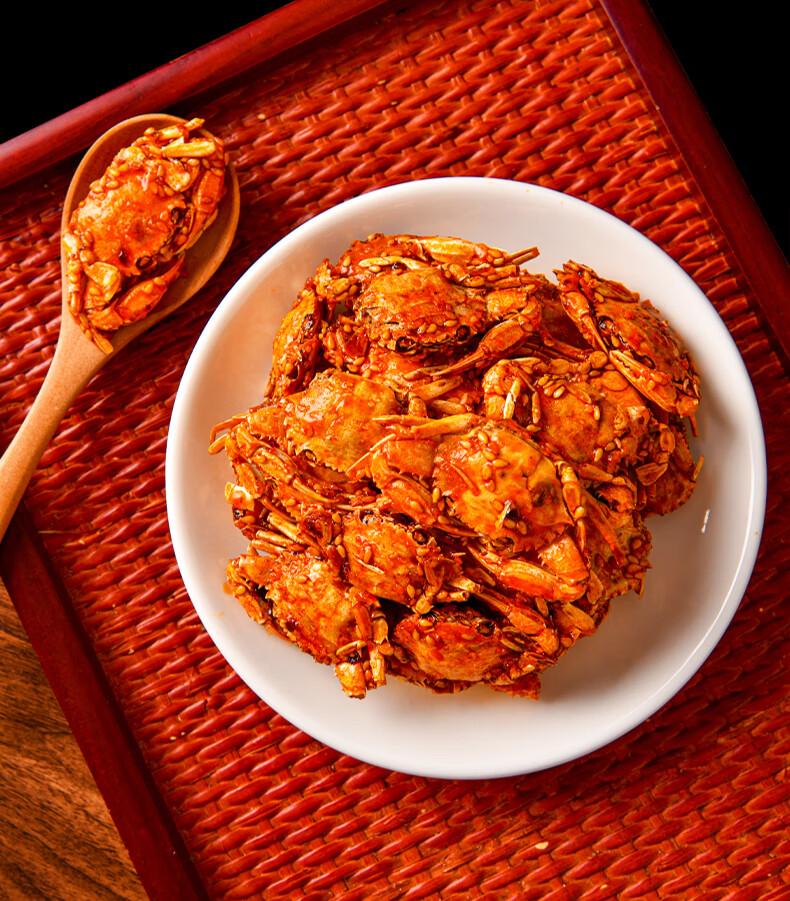 酥脆香辣蟹即食小螃蟹非油炸网红海味香酥麻辣一口蟹特产海鲜零食 香