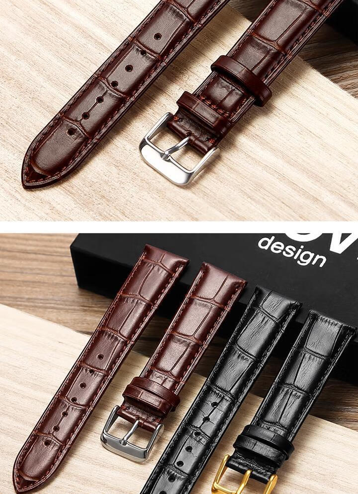 森匠 依波路表带真皮表带男女 代用原装bg8688 gb5610尺寸18mm 黑色