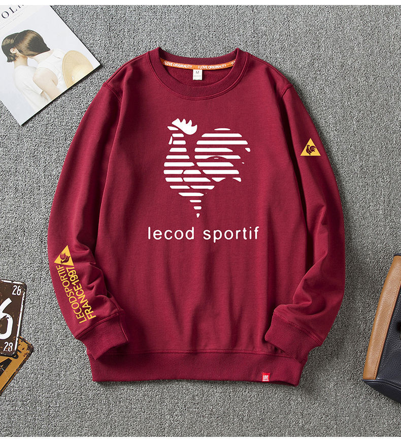 法国大公鸡男士卫衣2021年春季新款圆领套头宽松卫衣男潮ins加绒lhly