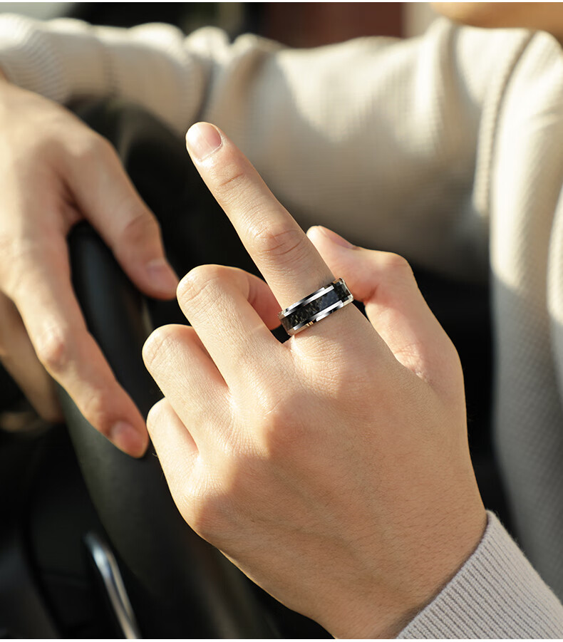 采桑子钨金食指戒指夸张欧美男士霸气朋克单身戒子女潮生日个性指环