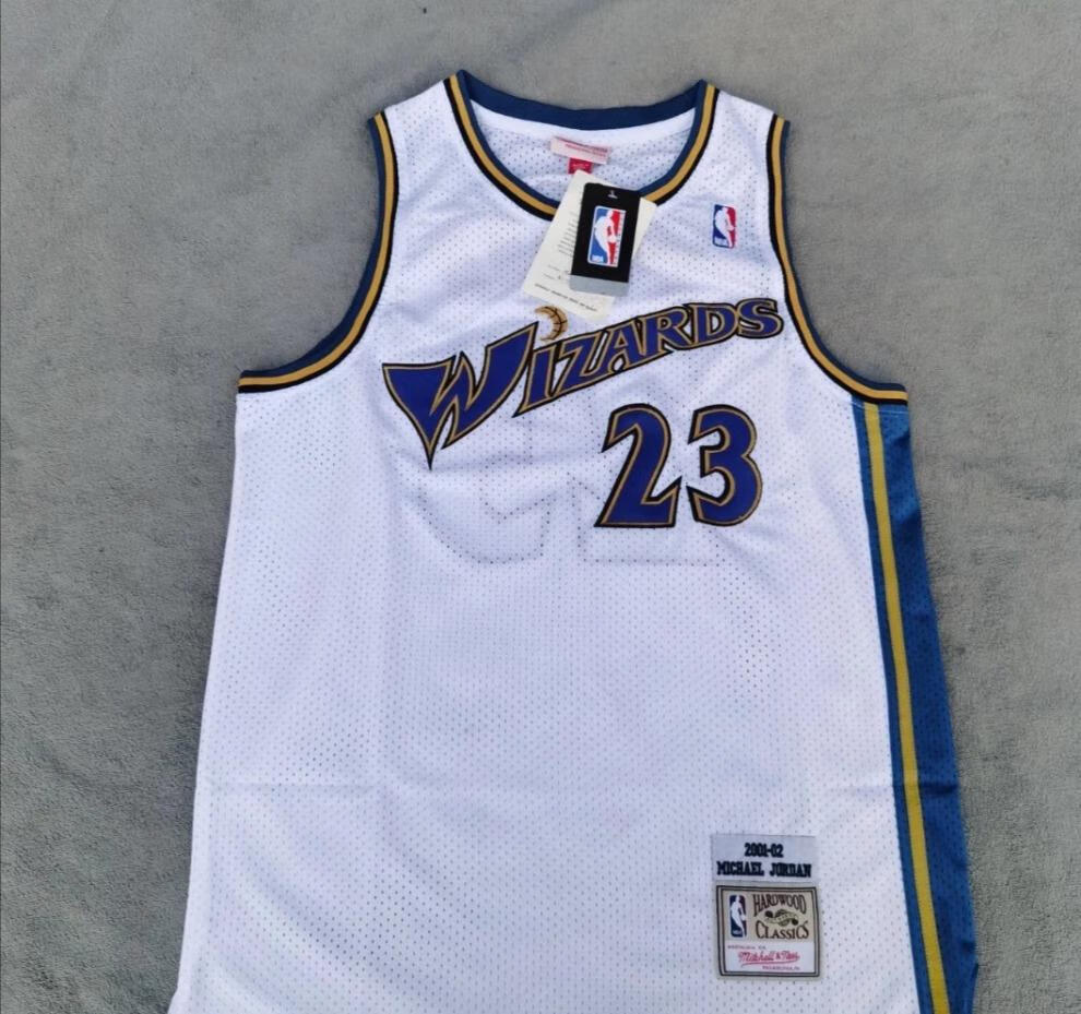 滕讯体育nba专营nba奇才23号复古球衣洞布速干双层密绣白色l