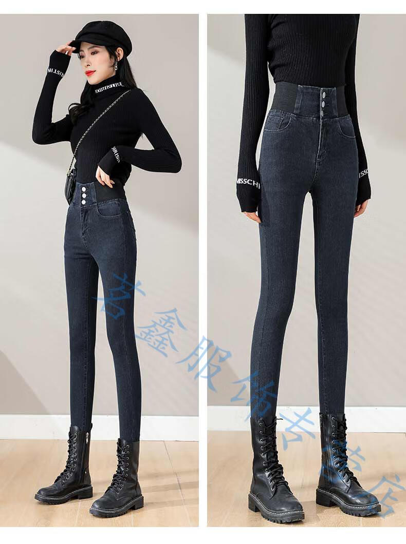 斤粗腿裤子胖女人肥婆特超大号女弹力紧身高腰秋冬加绒松紧腰小脚裤