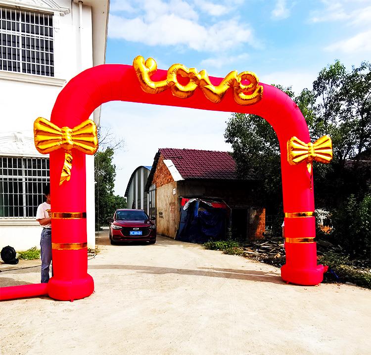 婚庆拱门充气彩门充气拱门婚庆连拱中式婚礼气模彩虹门结婚花拱门头6