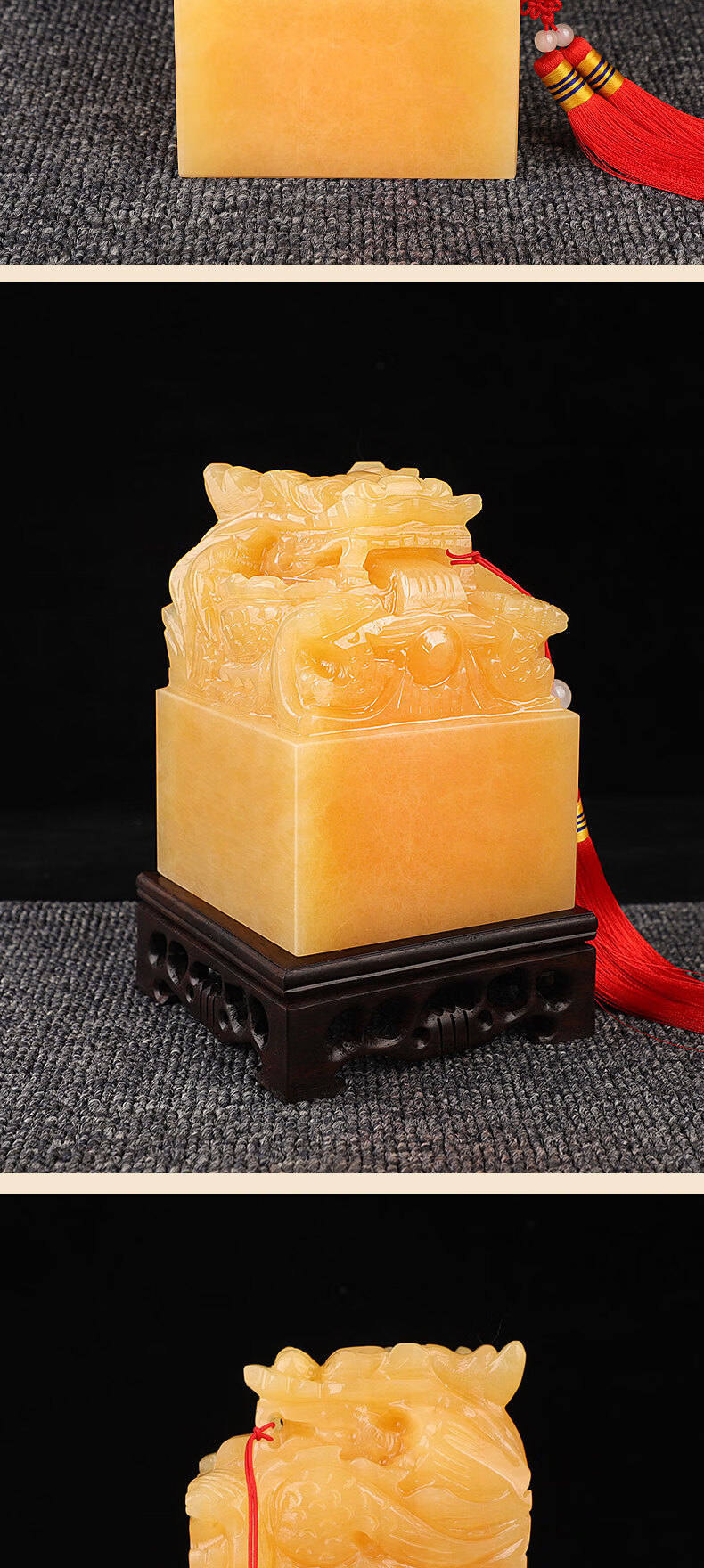 天然米黄玉九龙玉玺印章玉玺摆件办公室家居风水摆件升官印章阿富汗