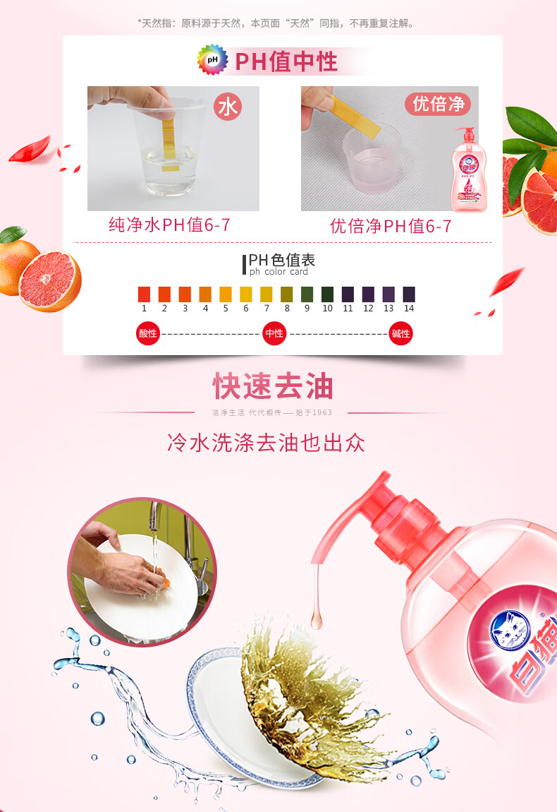 新款白猫护手洗洁精优倍净洗洁精去油护手石榴樱花家庭组合优惠装1008