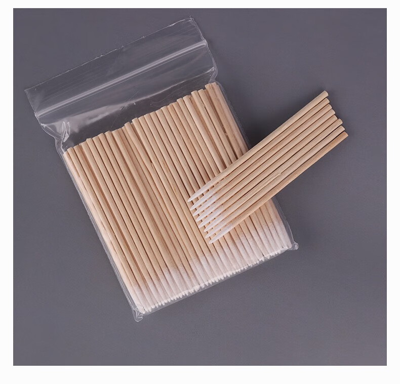 尖头棉签纹绣专用化妆用眼线美容牙签小头尖嘴一次性细木棉棒袋装 9cm
