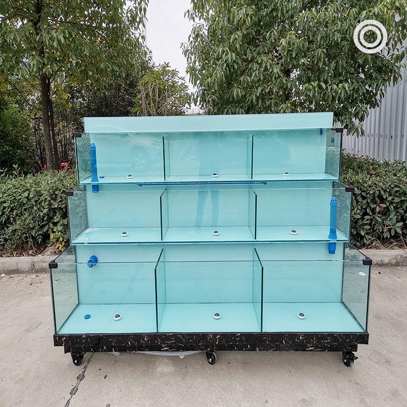 海鲜鱼缸 两层酒店饭店超市专用贝类池海鲜池商用玻璃鱼缸定做 私人