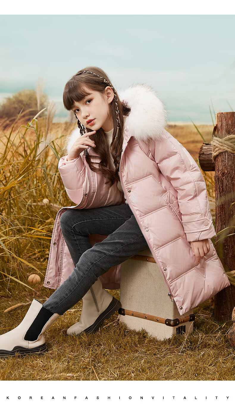 女大童羽绒服中长款韩版2021新款小学生3岁7岁13岁女童洋气中大童新款