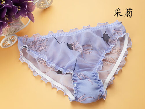 高端轻奢品牌速干超性感薄纱透气真丝内裤荷叶花边乔其纱女中腰大码