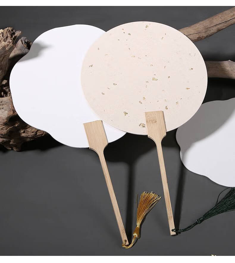 团扇空白加厚双面宣纸团扇空白纸扇半生熟白色卡纸扇面手绘画扇子儿童