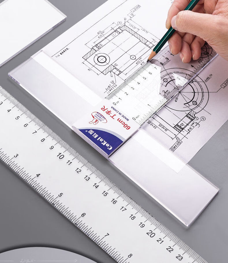 然修ranxiu制图工具t字尺60cm工程绘图建筑绘画丁字尺大学生直尺绘图