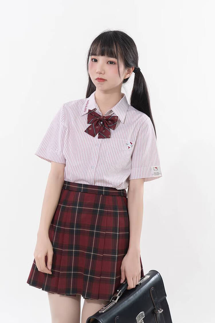 梗豆物语三丽鸥凯蒂猫联名甜美jk制服条纹衬衫凯蒂猫条纹衬衫m