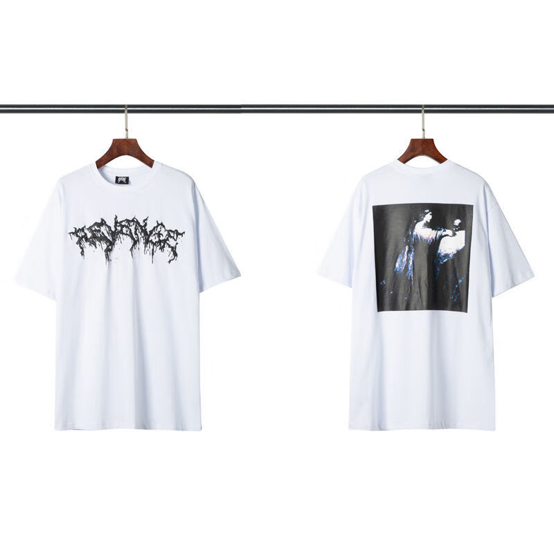 tx fog潮牌revenge龙骨高街短袖闪电地球t恤油画天堂男女情侣 黑色