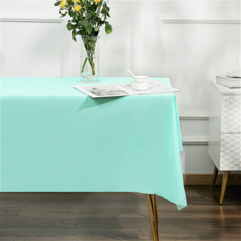 一次性桌布粉蓝绿紫浅灰色长方形加厚一次性pe餐桌布婚礼派对户外野餐
