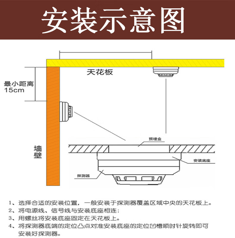 猎獒插电式有线220v烟雾探测器家用火灾烟雾报警器声光烟感器dc24v猎