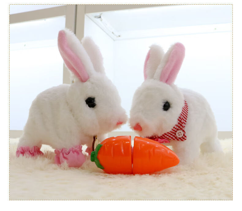 抖音同款电动毛绒玩具小白兔儿童玩具会叫会走路宝宝宠物仿真兔子粉色