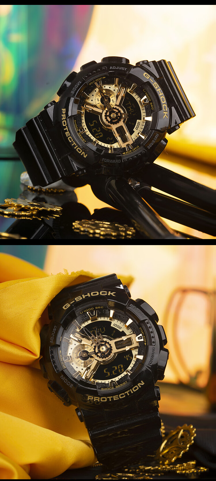 卡西欧手表男黑金武士g-shock运动防水学生男士电子表ga-110gb-1a ga
