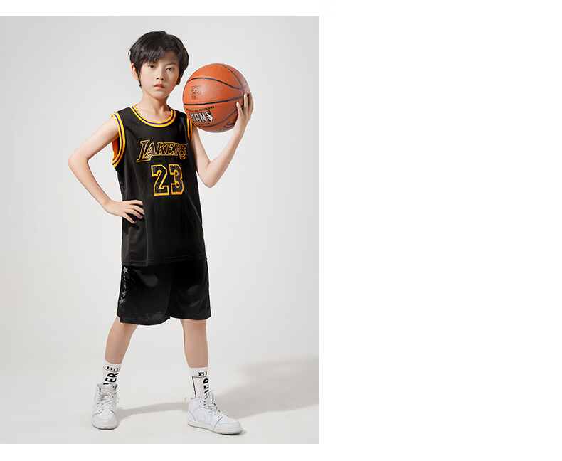 儿童篮球服套装男童湖人24号球衣表演训练服幼儿园小学生小孩衣服j