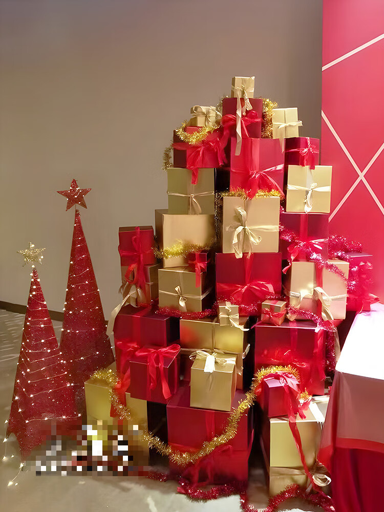 圣诞装饰品礼物盒 摆件橱窗场景美陈空盒子礼盒堆头新年礼品盒 哑光