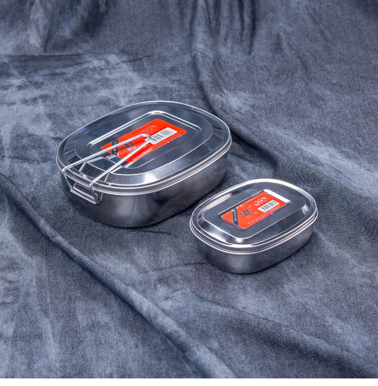 老式不锈钢饭盒蒸饭盒单层长方形带盖便当盒学生大容积食堂员工快餐盒