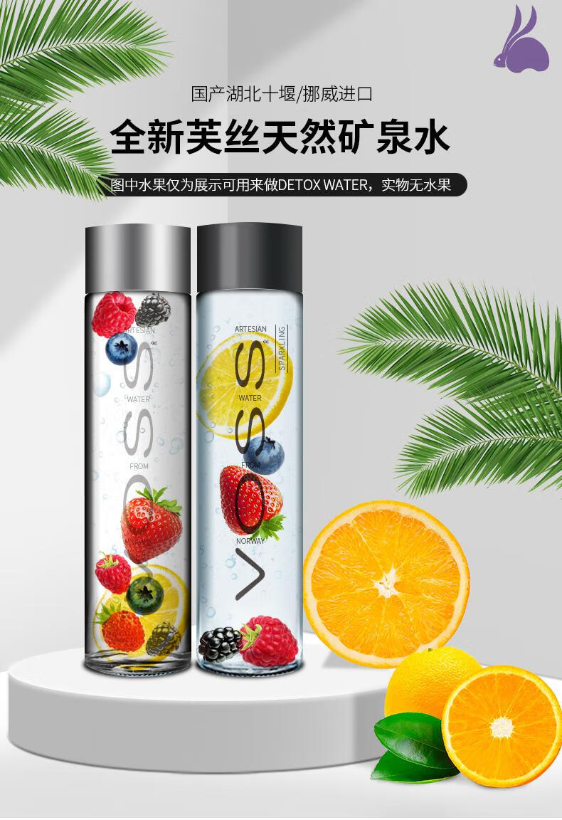 猫村长 【精英律师同款】芙丝voss水 detox water玻璃瓶天然饮用水