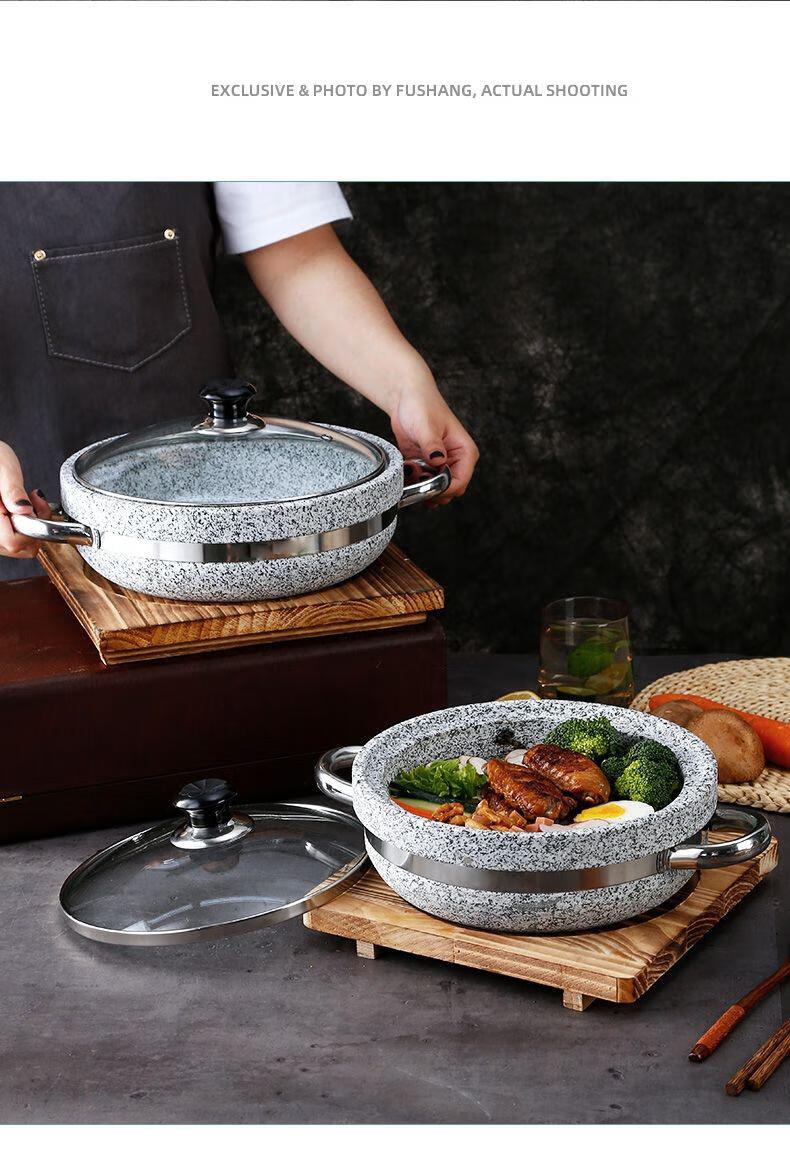 6015韩式精品石锅拌饭专用锅石锅鱼石锅菜天然石锅带盖耐高温酒店