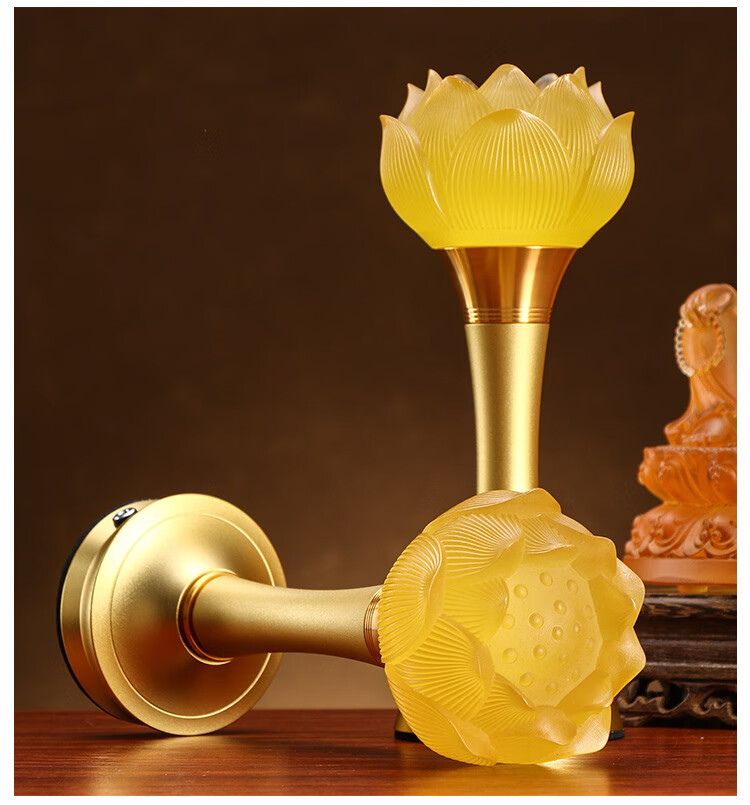 吉祥缘 莲花灯led充电琉璃佛供灯家用佛堂用品插电供佛灯佛前供灯长明