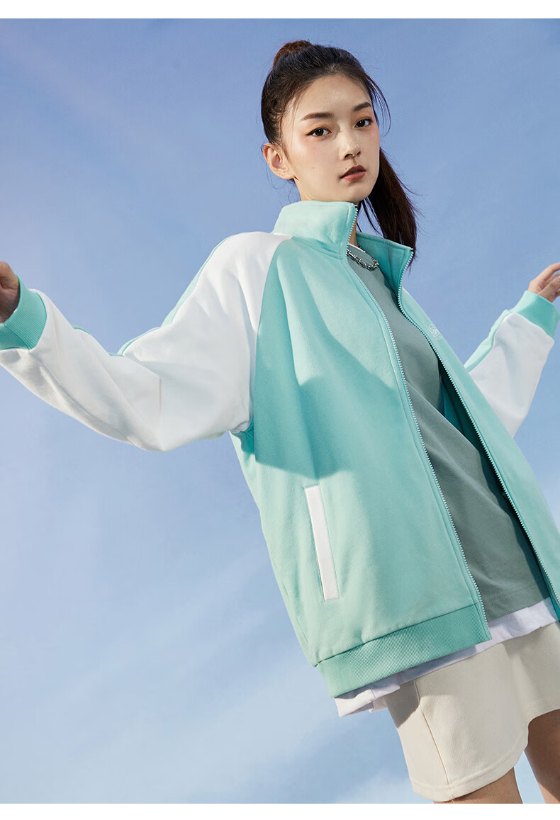 安踏官方旗舰运动外套女2021秋冬季新款立领宽松外套运动上衣语兰紫1