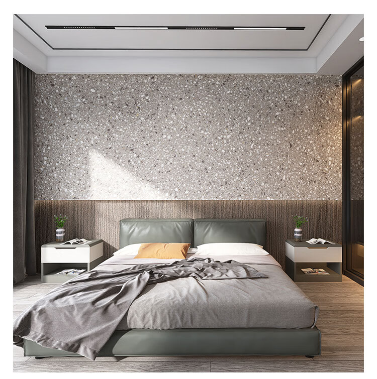 柒悦栖轻奢仿水磨石护墙板客厅沙发背景集成墙板店铺装修服装奶茶店