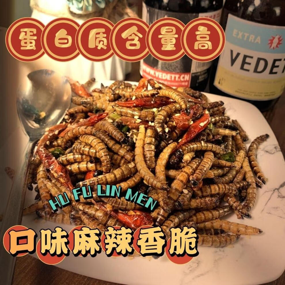 大麦虫即食香辣油炸新鲜现做黄金虫面包虫大麦虫昆虫美食高营养麻辣