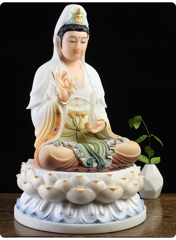 60新款礼品 观音佛像居家供奉家用汉白玉石南海普陀山观世音菩萨