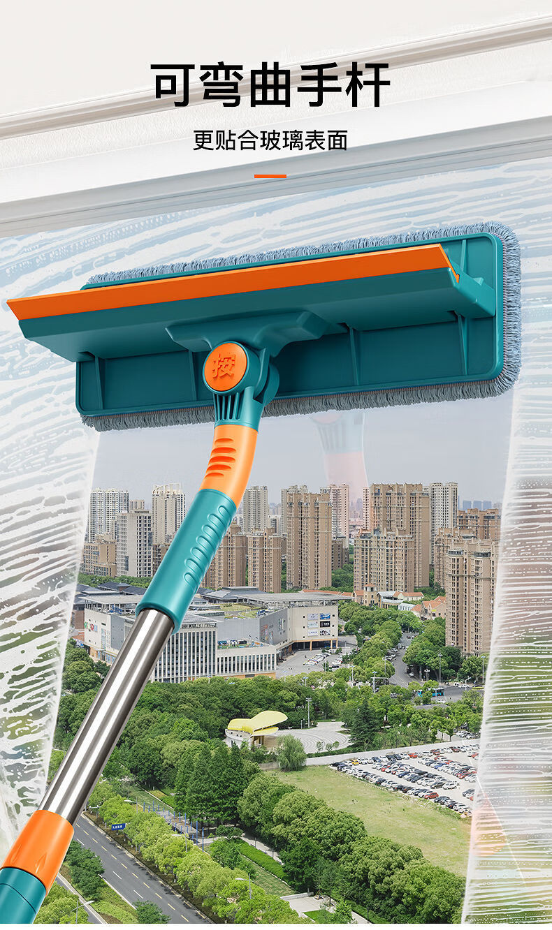 擦玻璃神器家用双面擦长杆伸缩杆省力可旋转多功能清洁擦窗刮水器加大