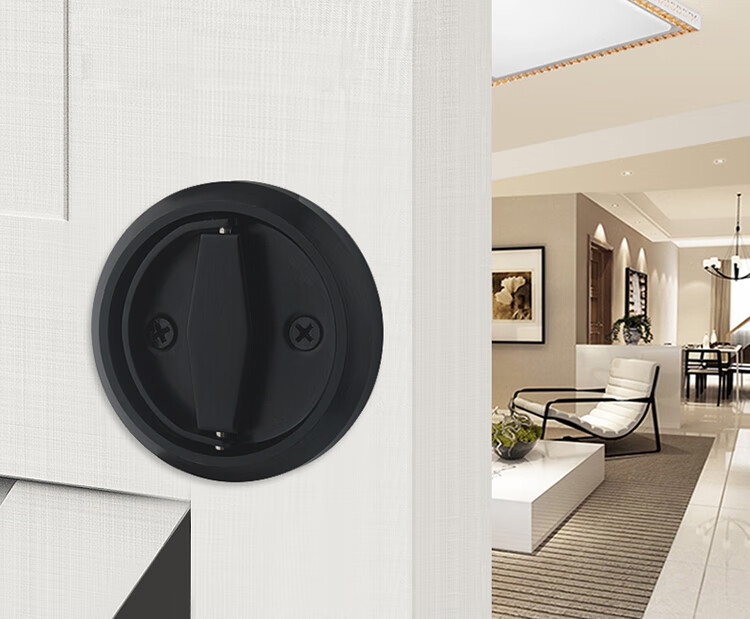 分体式隐形门单面门锁室内背景墙暗锁影藏式门锁黑色单边锁锌合金椭圆